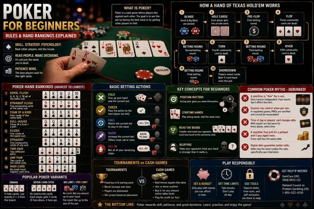 Poker for Beginners: Rules and Hand Rankings Explained